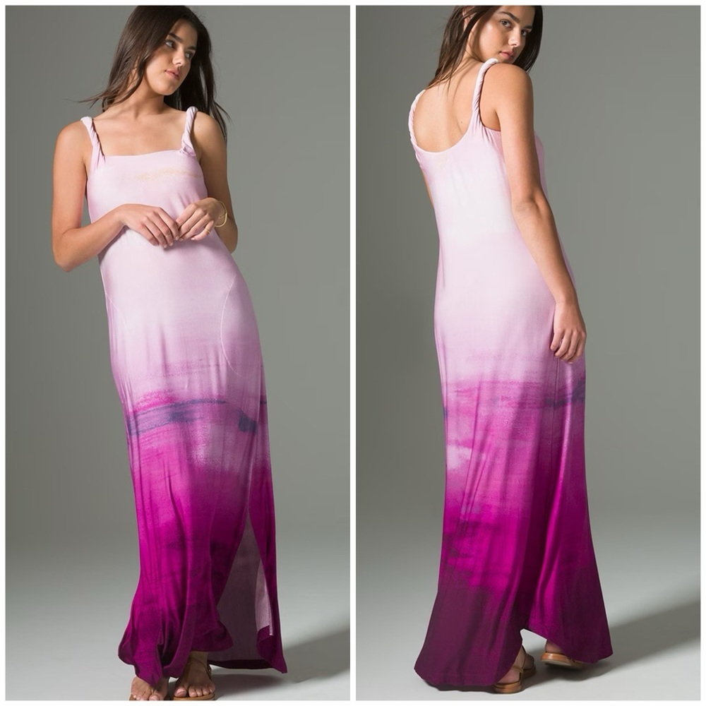 Soma Twisted Strap Shelf Bra Maxi Dress in Sunset Dyes Orchid